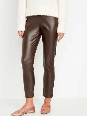 Pantalon Old Navy Extra High-Waisted Faux Cuir Pants Femme Grise Foncé Marron | 810-YCIBEV
