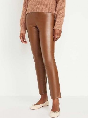 Pantalon Old Navy Extra High-Waisted Faux Cuir Pants Femme Marron | 768-KVRXUY