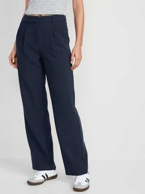 Pantalon Old Navy Extra High-Waisted Plissé Taylor Larges-Leg Trouser Suit Pants Femme Bleu Marine | 815-EZKAVR