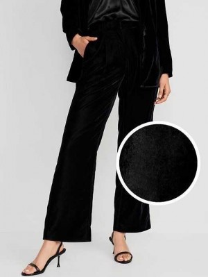 Pantalon Old Navy Extra High-Waisted Plissé Taylor Trouser Velvet Pants Femme Blackjack | 806-PFDMKV