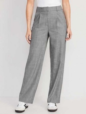 Pantalon Old Navy Extra High-Waisted Plissé Taylor Trouser Larges-Leg Pants Femme Grise Clair | 567-PBCVLF