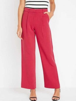 Pantalon Old Navy Extra High-Waisted Plissé Taylor Larges-Leg Trouser Suit Pants Femme Rouge | 298-WQEHIF