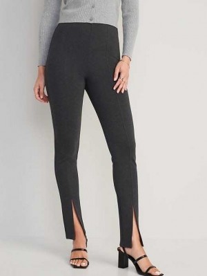 Pantalon Old Navy Extra High-Waisted Stevie Mince Split-Hem Pants Femme Grise Foncé | 983-BKVOIH