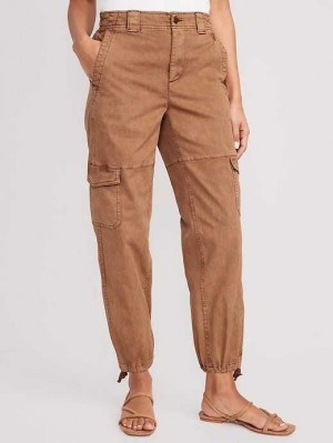 Pantalon Old Navy High-Waisted Barrel-Leg Cargo Ankle Pants Femme Coco De Mer | 357-JVPMBD