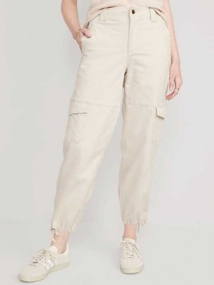 Pantalon Old Navy High-Waisted Barrel-Leg Cargo Ankle Pants Femme Cozy Cashmere | 128-ZGBAEP