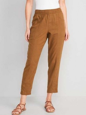 Pantalon Old Navy High-Waisted Cropped Linen-Blend Tapered Pants Femme Sisal | 079-BZTWDS