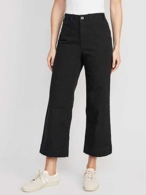 Pantalon Old Navy High-Waisted Larges-Leg Cropped Chino Pants Femme Noir | 540-VRYTMN