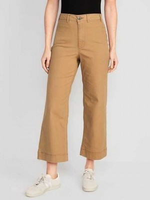 Pantalon Old Navy High-Waisted Larges-Leg Cropped Chino Pants Femme Acacia | 258-VFJSHW