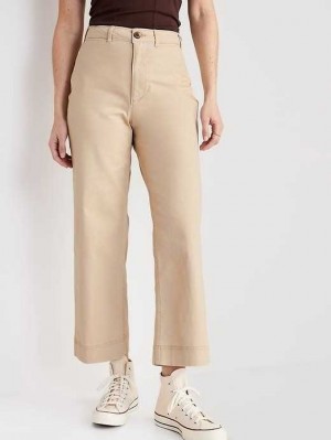 Pantalon Old Navy High-Waisted Larges-Leg Cropped Chino Pants Femme Desert Floor | 105-SCJPNM