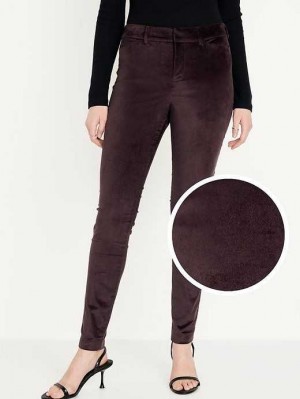Pantalon Old Navy High-Waisted Pixie Mince Velvet Pants Femme Violette Bordeaux | 537-EBQZRL