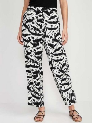 Pantalon Old Navy High-Waisted Playa Soft-Spun Larges-Leg Pants Femme Noir | 619-ITQWHN