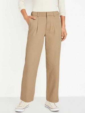 Pantalon Old Navy High-Waisted Plissé Chino Ankle Pants Femme Teakwood | 358-MOTKHJ