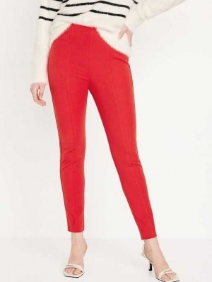Pantalon Old Navy High-Waisted Pull-On Pixie Mince Ankle Pants Femme Rouge | 723-ENKUCB