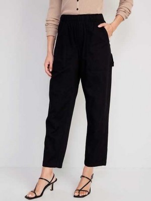 Pantalon Old Navy High-Waisted Pulla Utility Pants Femme Noir | 938-PYOBHV