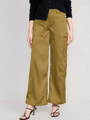 Pantalon Old Navy High-Waisted Satin Cargo Jogger Pants Femme Utility Moss | 098-EASNBC