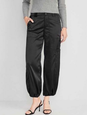 Pantalon Old Navy High-Waisted Satin Cargo Jogger Pants Femme Blackjack | 052-UXEJGL
