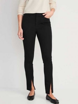 Pantalon Old Navy High-Waisted Split-Front Pixie Mince Pants Femme Noir | 981-TDEHPI