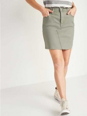 Pantalons Old Navy High-Waisted Button-Fly Cut-Off Jean Skirt Femme Grise | 571-ONEVIY