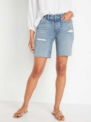 Pantalons Old Navy High-Waisted Button-Fly O.G. Droit Distressed Cut-Off Jean Shorts Femme Dahlia | 193-TLDBNI
