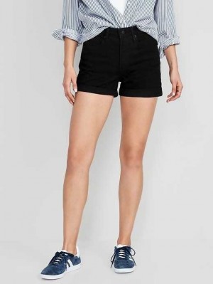 Pantalons Old Navy High-Waisted OG Cuffed Black Jean Shorts Femme Noir | 947-DMVRSC