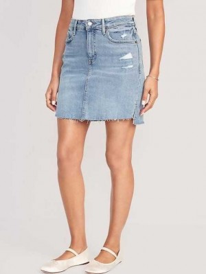 Pantalons Old Navy High-Waisted OG Droit Mini Cut-Off Jean Skirt Femme Noir | 659-KWGTSP