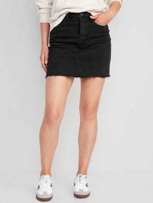 Pantalons Old Navy High-Waisted OG Droit Button-Fly Black Mini Jean Skirt Femme Noir | 852-DQRGTY