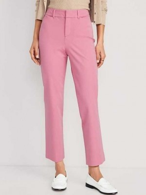 Pantalons Old Navy High-Waisted Pixie Droit Ankle Pants Femme Rose | 847-ELWHCB