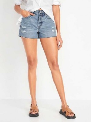 Pantalons Old Navy High-Waisted Slouchy Droit Button-Fly Cut-Off Jean Shorts Femme Lavage Clair | 705-FWERBS