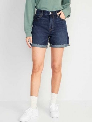 Pantalons Old Navy High-Waisted Slouchy Droit Non-Stretch Cut-Off Jean Shorts Femme Lavage | 953-XCWBYT