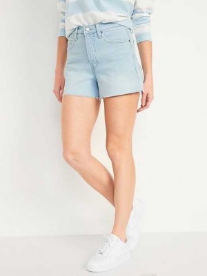 Pantalons Old Navy Higher High-Waisted Button-Fly Sky-Hi A-Line Cut-Off Jean Shorts Femme Lavage Clair | 081-GCDJYP
