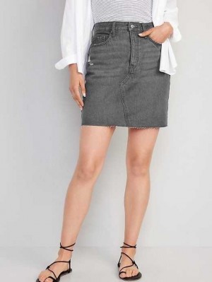 Pantalons Old Navy Higher High-Waisted OG Droit Button-Fly Mini Jean Skirt Femme Noir | 257-QRMUWT