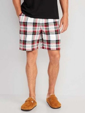 Pantalons Old Navy Matching Flannel Pajama Shorts Homme Blanche | 396-JAHNMW