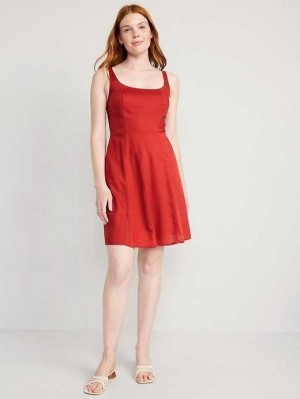Peignoir Old Navy Fit & Flare Cami Mini Robe Femme Rouge Foncé | 315-OSIKNA