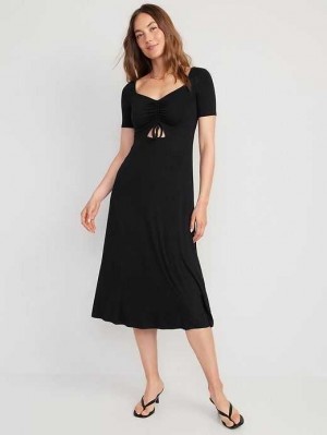 Peignoir Old Navy Fit & Flare Cutout-Front Midi Robe Femme Blackjack | 726-OHEQYB
