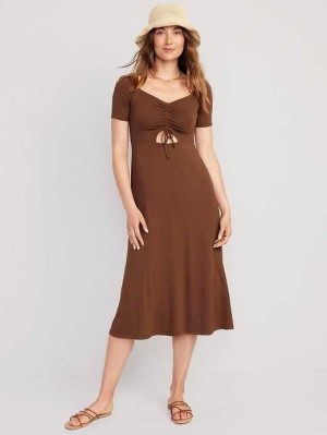 Peignoir Old Navy Fit & Flare Cutout-Front Midi Robe Femme Coco De Mer | 064-PCEUAO