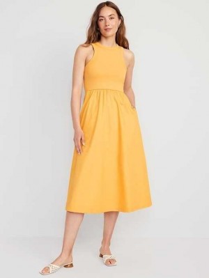 Peignoir Old Navy Fit & Flare High-Neck Combination Midi Robe Femme Sweet Pollen | 624-MUNYWC