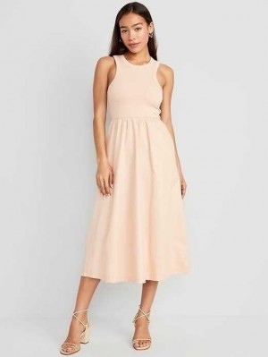 Peignoir Old Navy Fit & Flare High-Neck Combination Midi Robe Femme Desert Floor | 901-IFNEUP