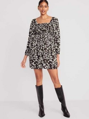 Peignoir Old Navy Fit & Flare Long-Sleeve Mini Robe Femme Noir | 254-JHMAGR
