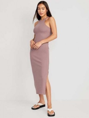 Peignoir Old Navy Fitted High-Neck Rib-Knit Maxi Robe Femme Lark | 923-IEHLRK