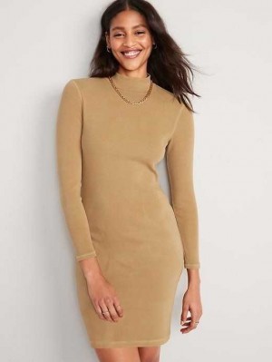 Peignoir Old Navy Fitted Long-Sleeve Mock-Neck Rib-Knit Mini Robe Femme Acacia | 420-GVUAMC