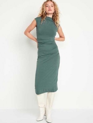 Peignoir Old Navy Fitted Mock-Neck Midi Robe Femme Grise | 739-WCIFKR