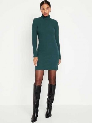 Peignoir Old Navy Fitted Mock-Neck Rib-Knit Mini Robe Femme Vert Foncé | 378-ZOUPBN