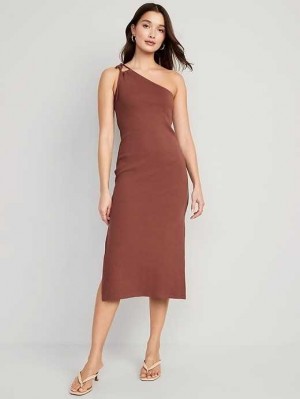 Peignoir Old Navy Fitted One-Shoulder Double-Brides Rib-Knit Midi Robe Femme Maplewood | 942-ASRUPV