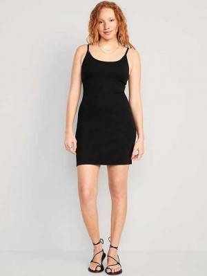 Peignoir Old Navy Fitted Rib-Knit Cami Mini Robe Femme Noir | 291-QKJOFZ