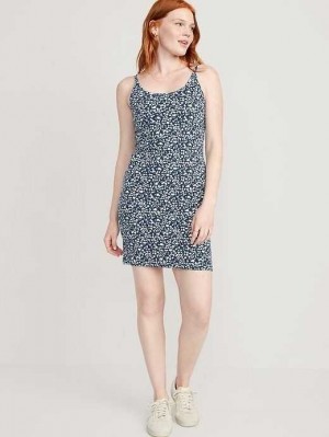 Peignoir Old Navy Fitted Rib-Knit Cami Mini Robe Femme Bleu | 068-FZIHCB