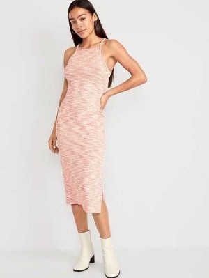 Peignoir Old Navy Fitted Sans Manches Rib-Knit Midi Robe Femme Corail | 872-YIURXS