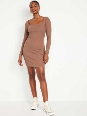 Peignoir Old Navy Fitted Square-Neck Mini Robe Femme Beige | 973-PMARHD