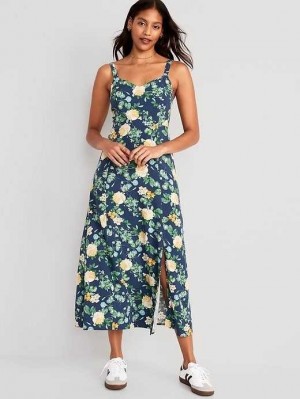 Peignoir Old Navy Floral Maxi Slip Robe Femme Bleu Marine | 695-LXNDQS