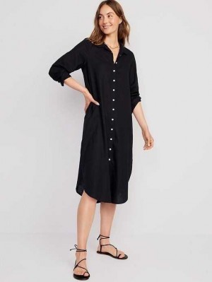 Peignoir Old Navy Long-Sleeve Shirt Robe Femme Noir | 427-BQZCNP