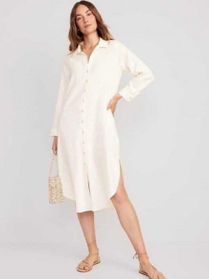 Peignoir Old Navy Long-Sleeve Shirt Robe Femme Creme De La Creme | 052-RKNPBV